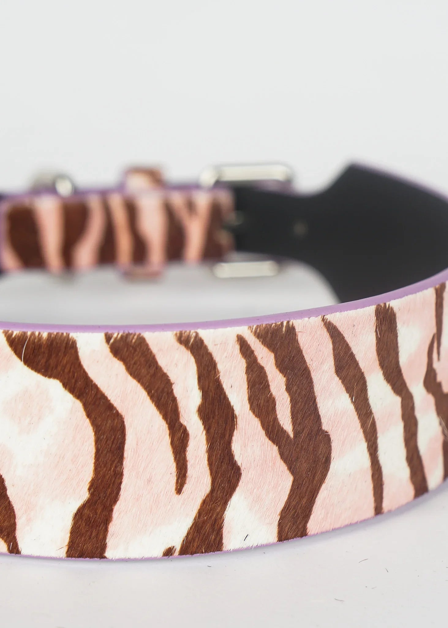 RILEY Zebra Print Leather Dog Collar