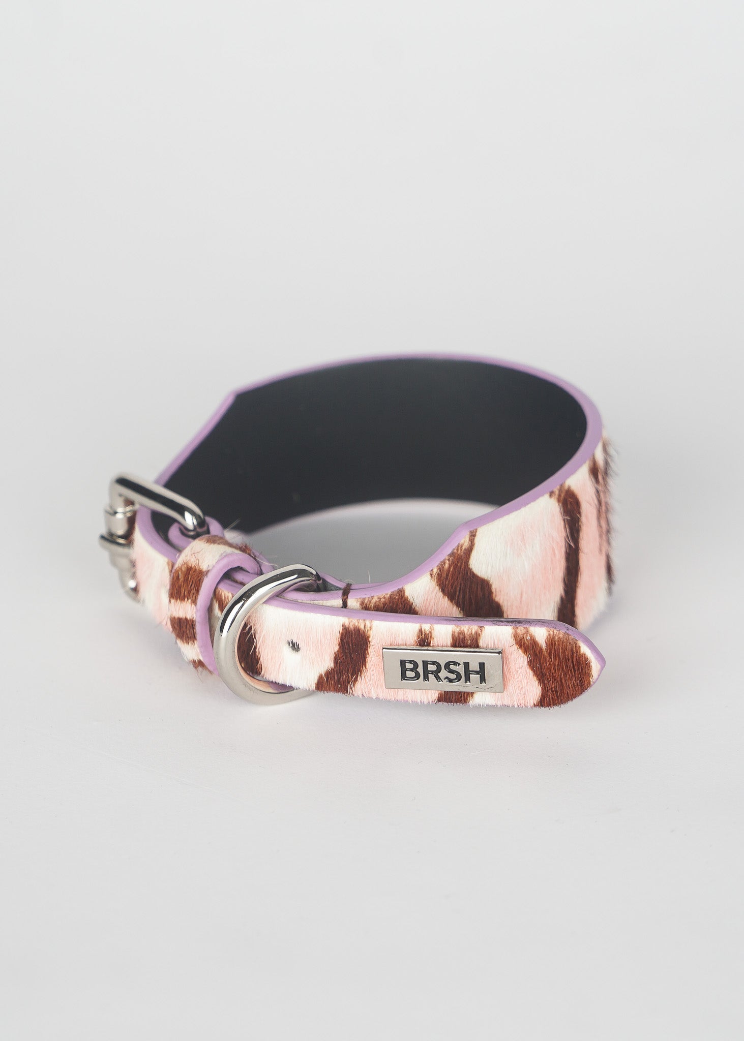 Pony Hair Zebra Print Leather Dog Collar