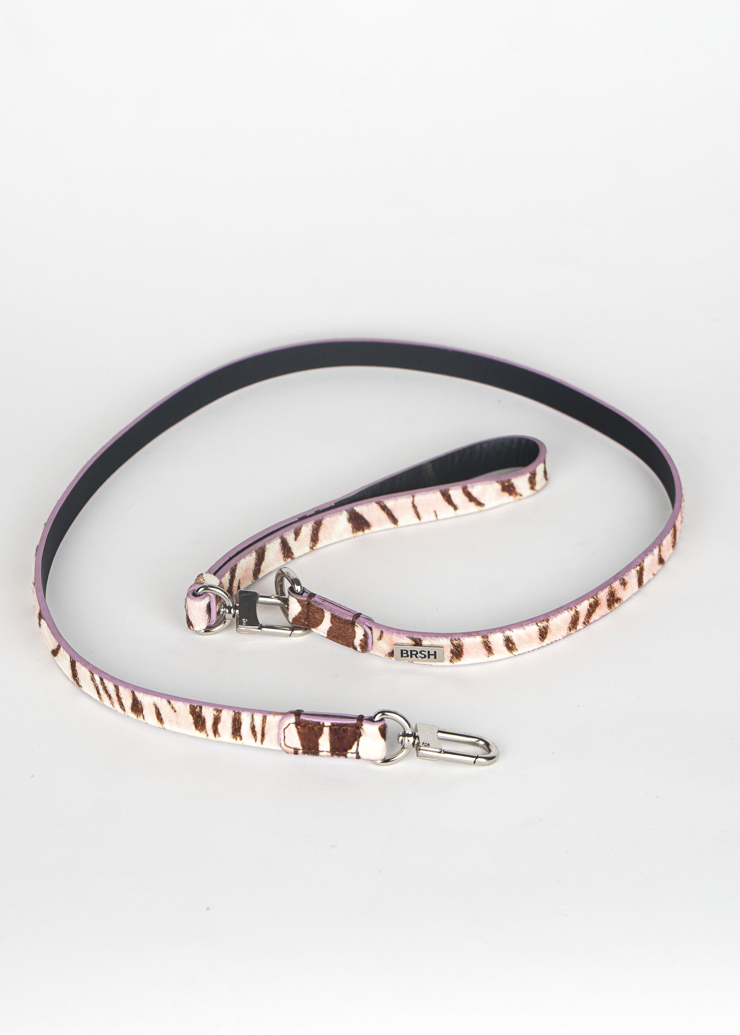 Pony Hair Zebra Print Leather Dog Leash