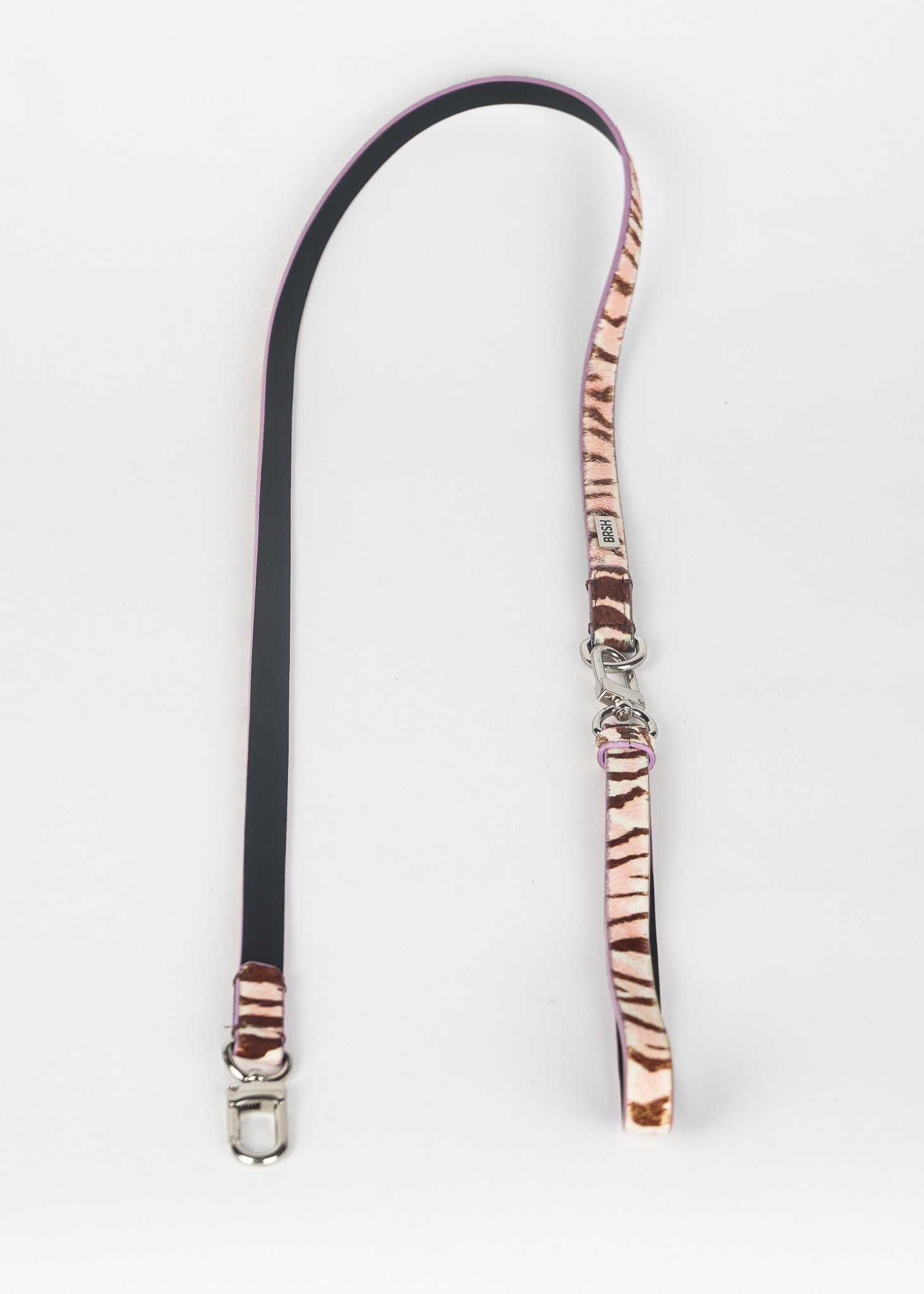 Pony Hair Zebra Print Leather Dog Leash