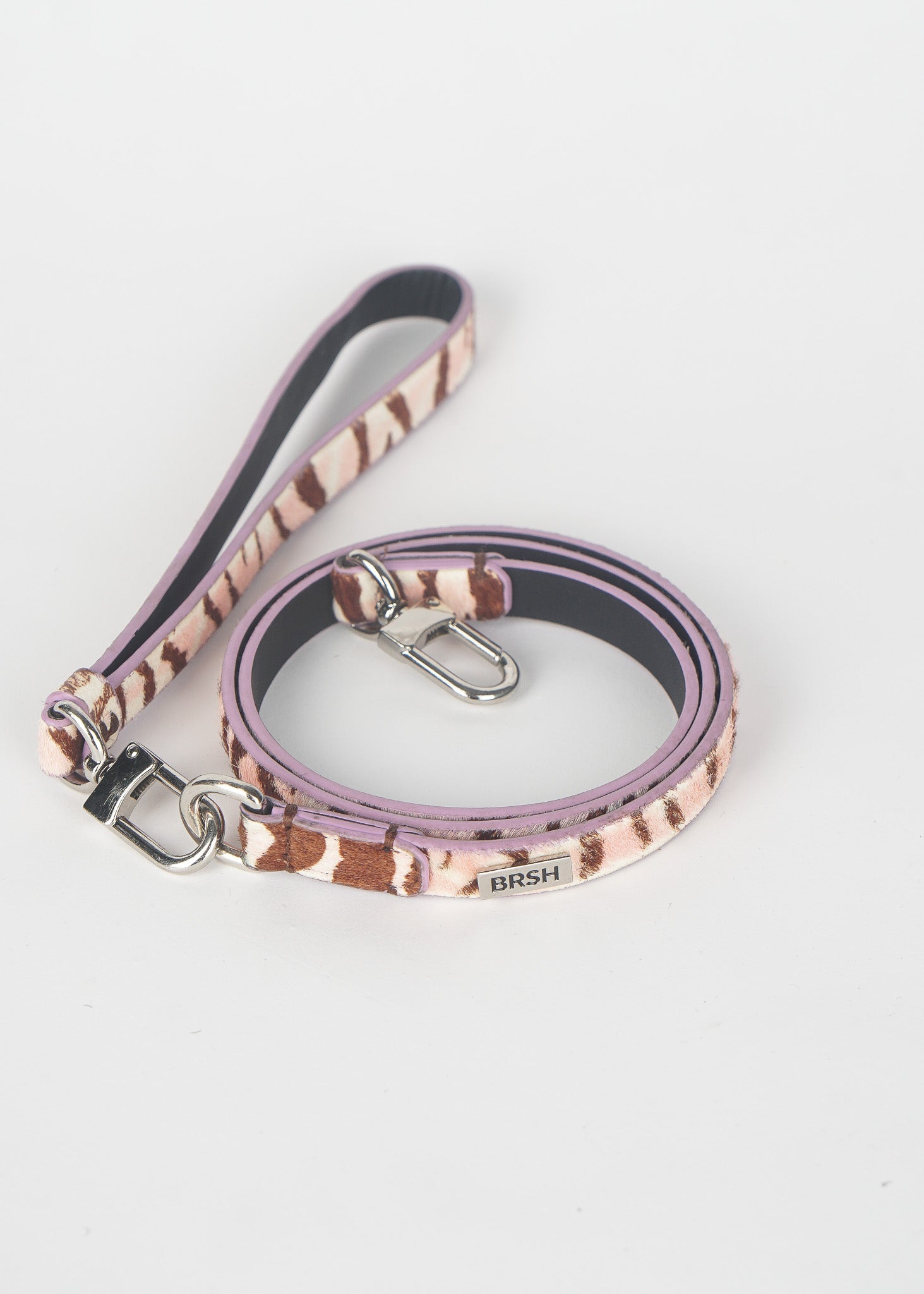 Pony Hair Zebra Print Leather Dog Leash