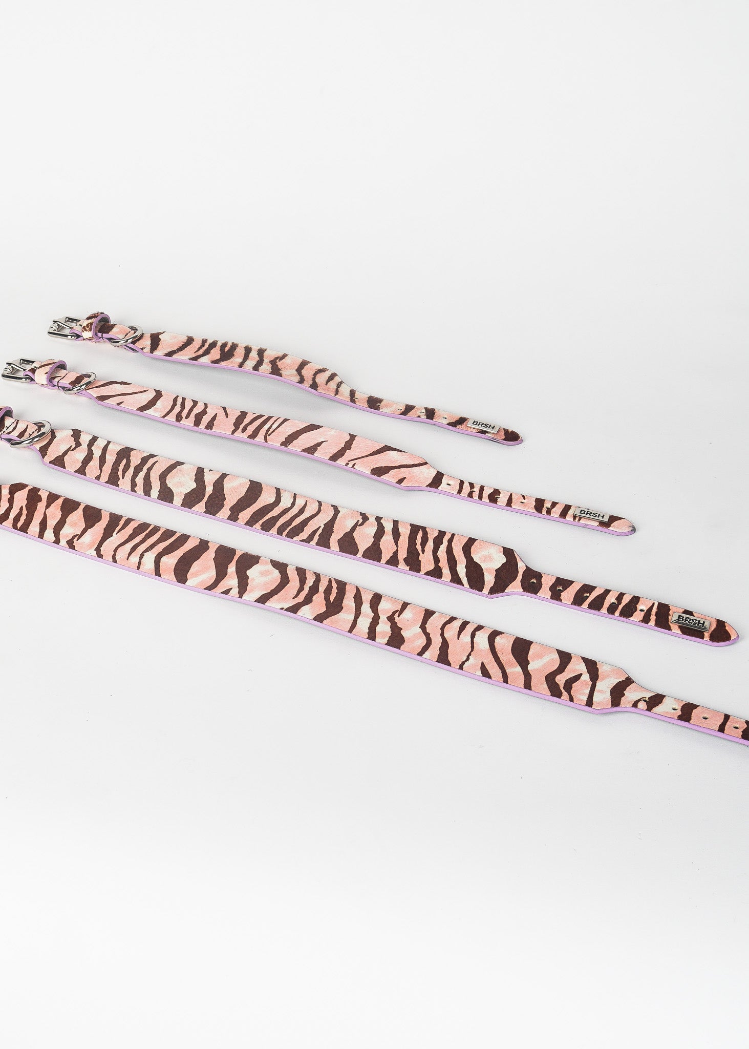 Pony Hair Zebra Print Leather Dog Collar