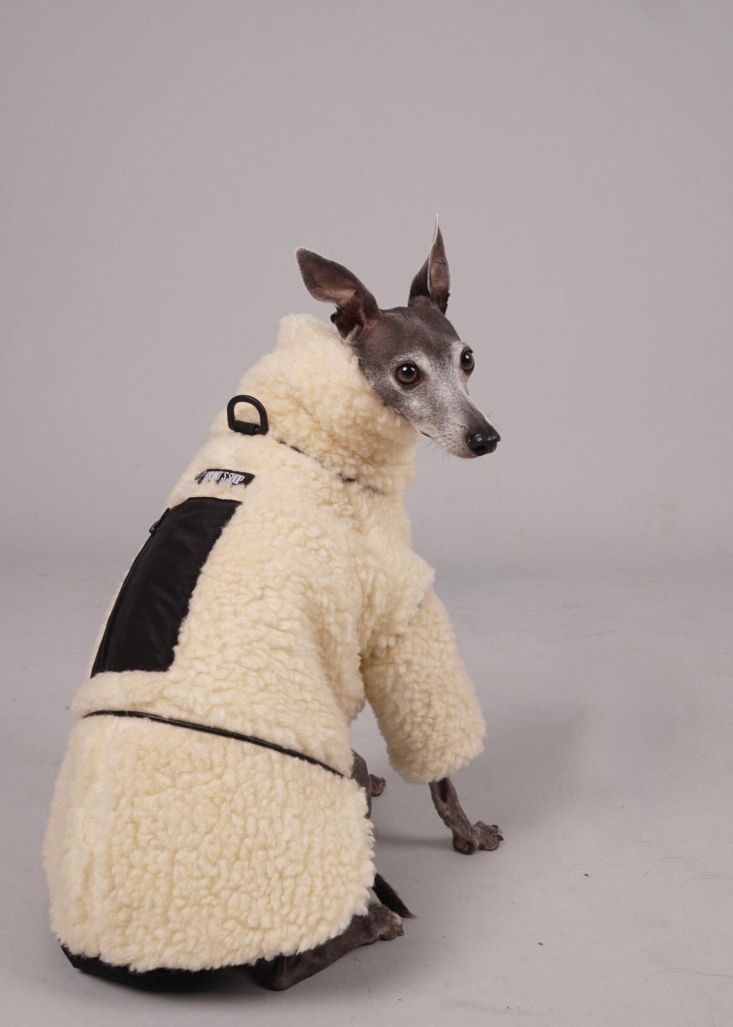 MOOR Reversible sheep fur and waterproof coat for Italian Greyhounds and Whippets. Luxury pet clothing.